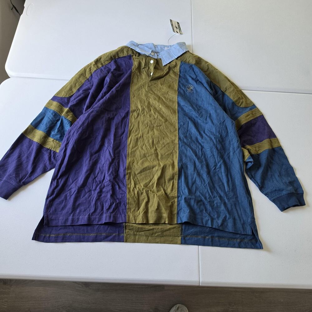 Beverly Hills Polo Club Polo Shirt Mens Big 4X Multicolor Colorblock Rugby